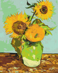 Malen nach Zahlen Motiv - Drei Sonnenblumen in einer Vase von Vincent van Gogh