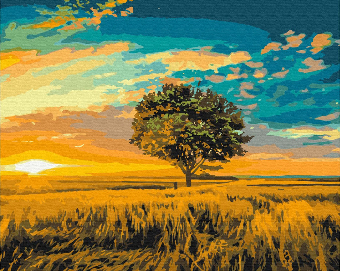 Malen nach Zahlen Motiv - Goldener Sonnenuntergang