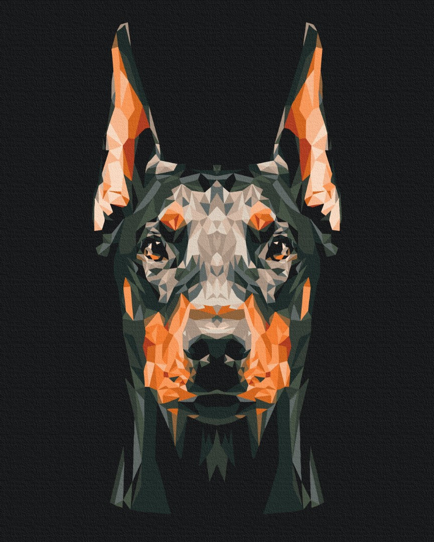 Malen nach Zahlen Motiv - Polygon Dobermann