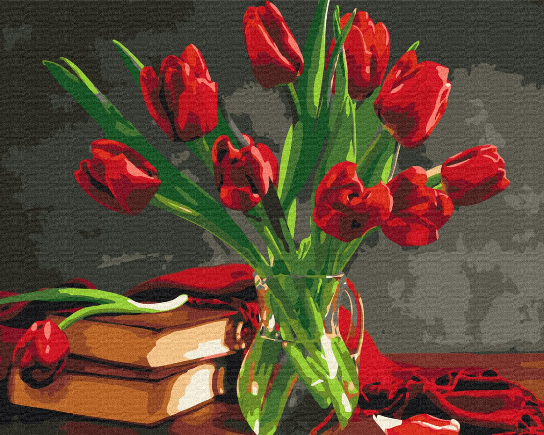 Malen nach Zahlen Motiv - Ein Strauß Tulpen