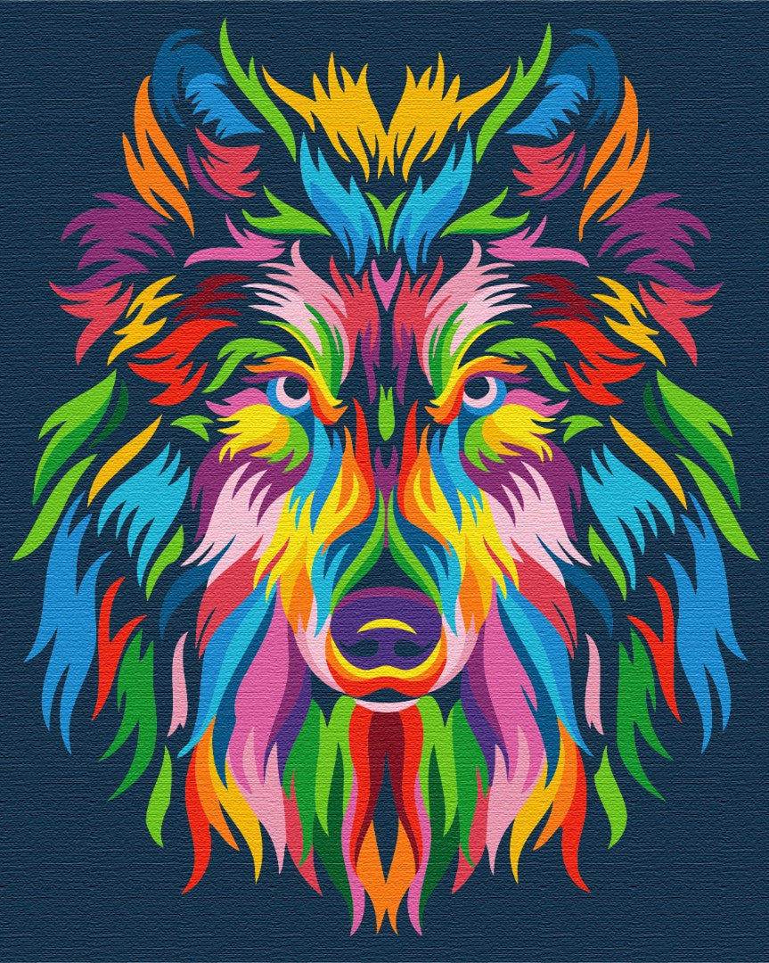 Malen nach Zahlen Motiv - Regenbogenwolf