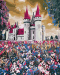 Malen nach Zahlen Motiv - Schloss in Wildblumen