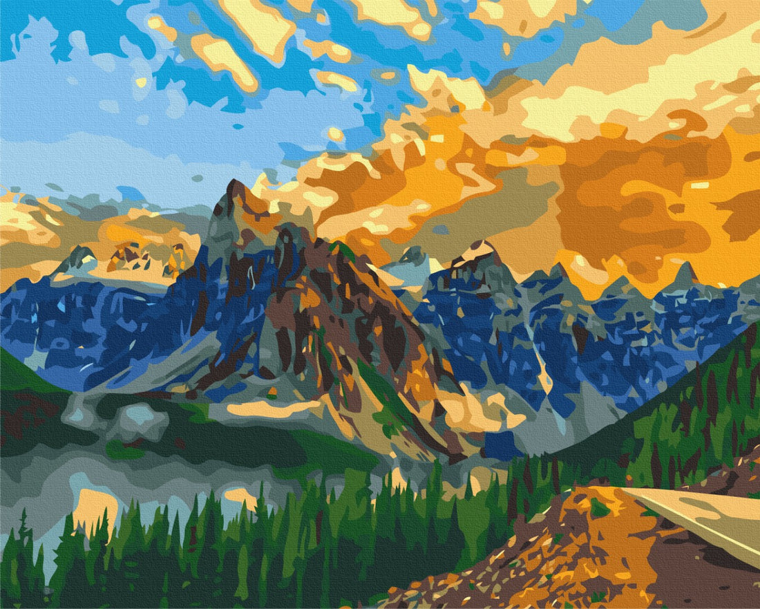 Malen nach Zahlen Motiv - Berglandschaft