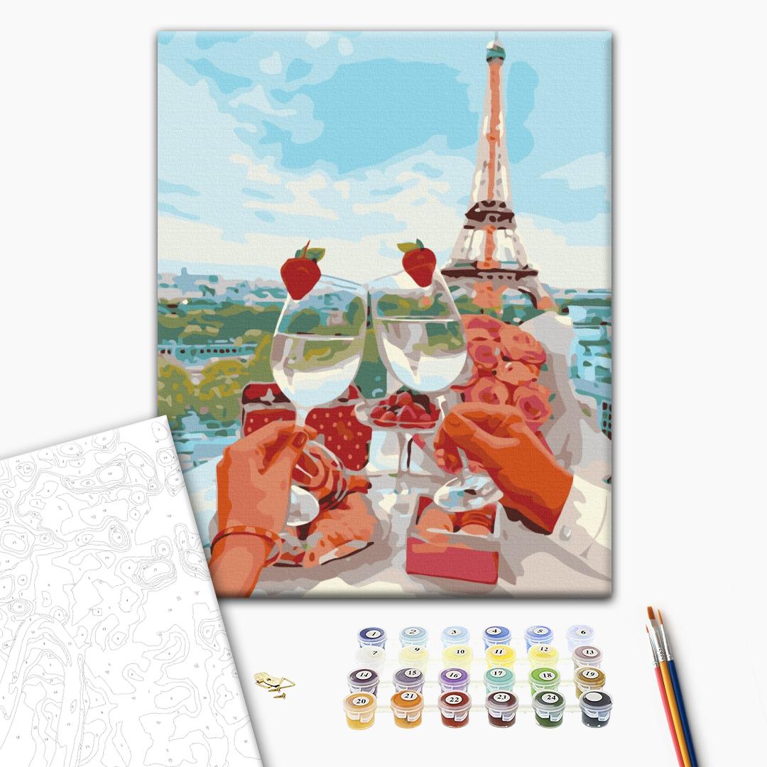 Funkelndes Paris - Malen nach Zahlen Bild auf Leinwand mit Pinseln und Farben
