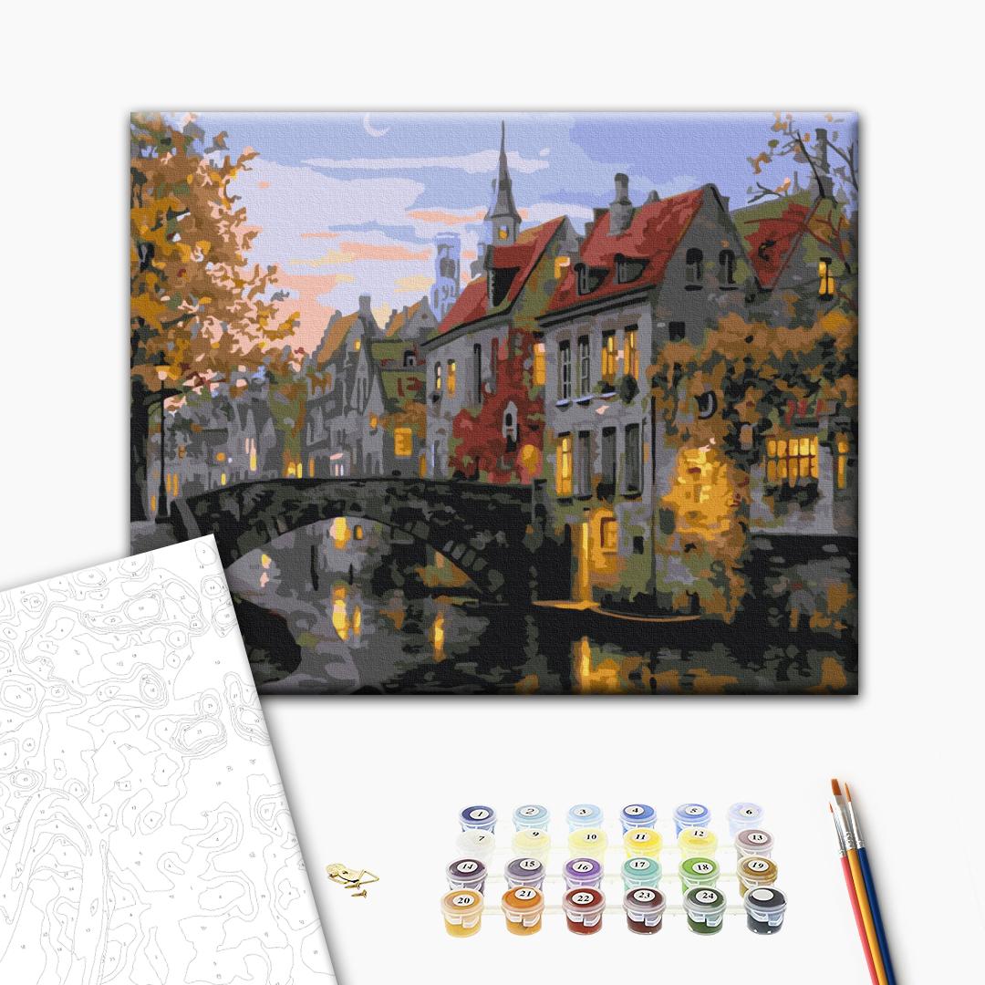 Malen nach Zahlen Bild auf Leinwand mit Pinseln und Farben
