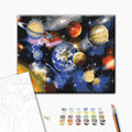 Parade der Planeten - Malen nach Zahlen Bild auf Leinwand mit Pinseln und Farben