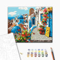 Sommer Santorin - Malen nach Zahlen Bild auf Leinwand mit Pinseln und Farben