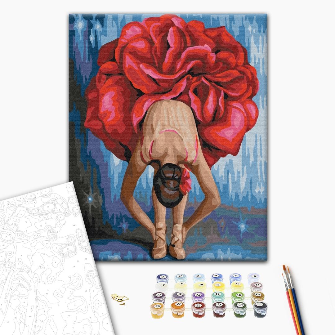 Blumenballerina - Malen nach Zahlen Bild auf Leinwand mit Pinseln und Farben