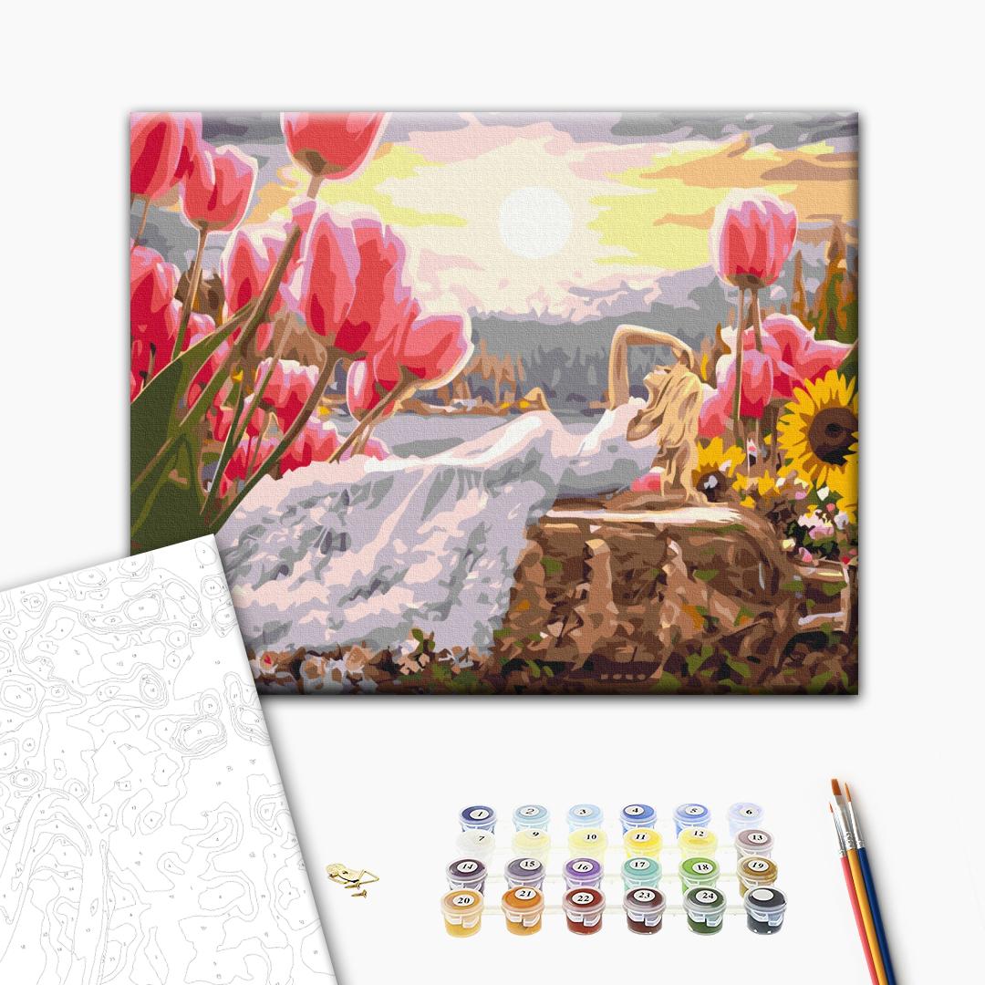 Däumelinchen - Malen nach Zahlen Bild auf Leinwand mit Pinseln und Farben