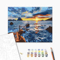 Blick aufs Meer - Malen nach Zahlen Bild auf Leinwand mit Pinseln und Farben