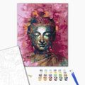 Buddha in Rosatönen - Malen nach Zahlen Bild auf Leinwand mit Pinseln und Farben