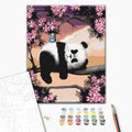 Schläfriger Panda - Malen nach Zahlen Bild auf Leinwand mit Pinseln und Farben