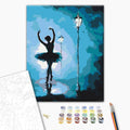 Ballerina im Licht der Laternen - Malen nach Zahlen Bild auf Leinwand mit Pinseln und Farben