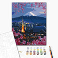 Das Reisen in Japan - Malen nach Zahlen Bild auf Leinwand mit Pinseln und Farben
