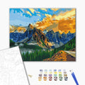 Berglandschaft - Malen nach Zahlen Bild auf Leinwand mit Pinseln und Farben