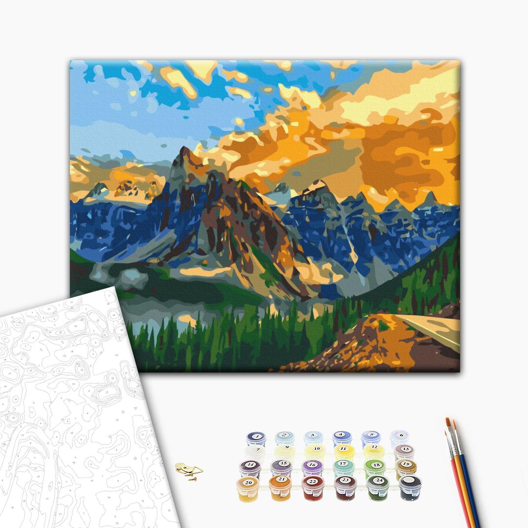 Malen nach Zahlen Bild auf Leinwand mit Pinseln und Farben
