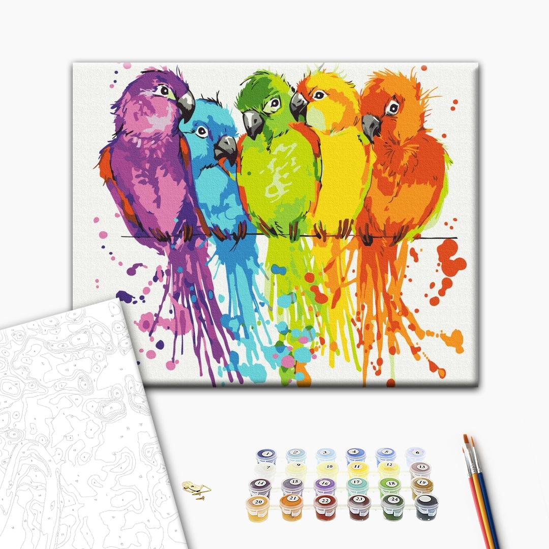 Malen nach Zahlen Bild auf Leinwand mit Pinseln und Farben