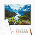 Alpen - Malen nach Zahlen Bild auf Leinwand mit Pinseln und Farben