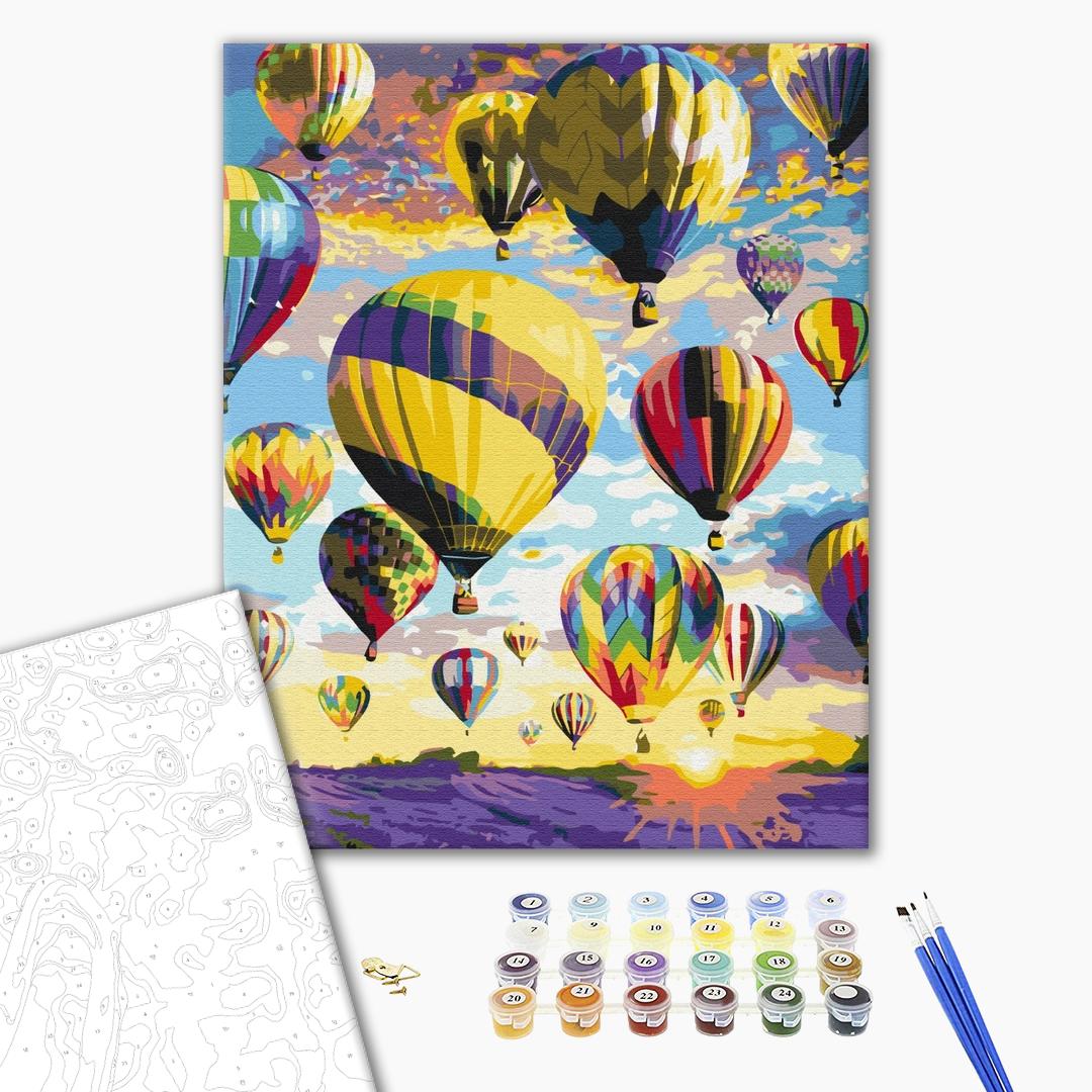 Ballonparade - Malen nach Zahlen Bild auf Leinwand mit Pinseln und Farben