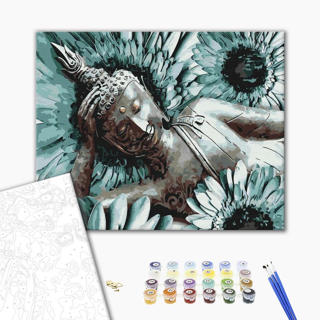 Buddha-Meditation - Malen nach Zahlen Bild auf Leinwand mit Pinseln und Farben