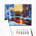 Fabelhafter Winter - Malen nach Zahlen Bild auf Leinwand mit Pinseln und Farben