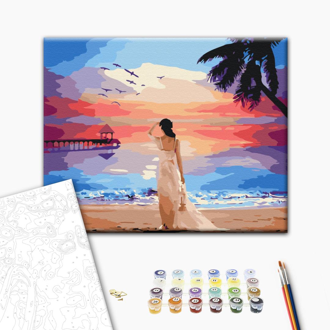 Malen nach Zahlen Bild auf Leinwand mit Pinseln und Farben