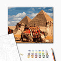 Pyramiden in Ägypten - Malen nach Zahlen Bild auf Leinwand mit Pinseln und Farben