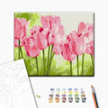 Zarte Tulpen - Malen nach Zahlen Bild auf Leinwand mit Pinseln und Farben