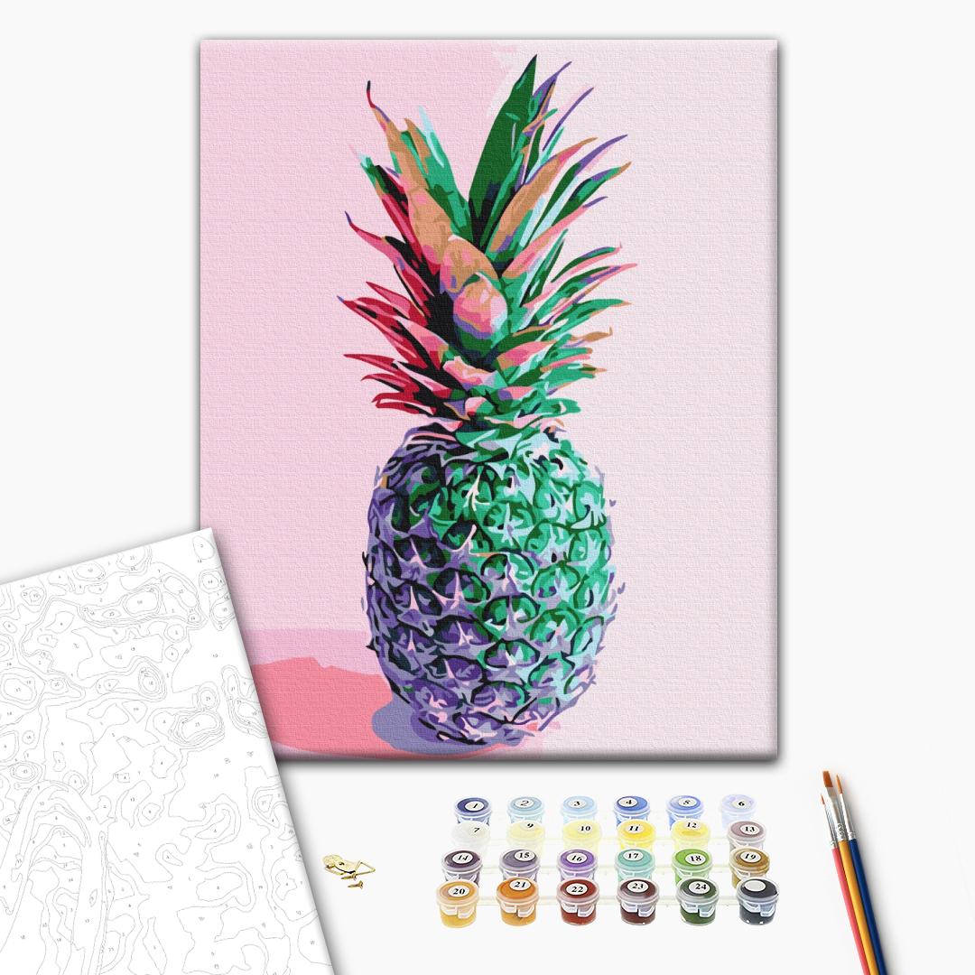 Ananas - Malen nach Zahlen Bild auf Leinwand mit Pinseln und Farben