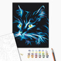 Neonkatze - Malen nach Zahlen Bild auf Leinwand mit Pinseln und Farben