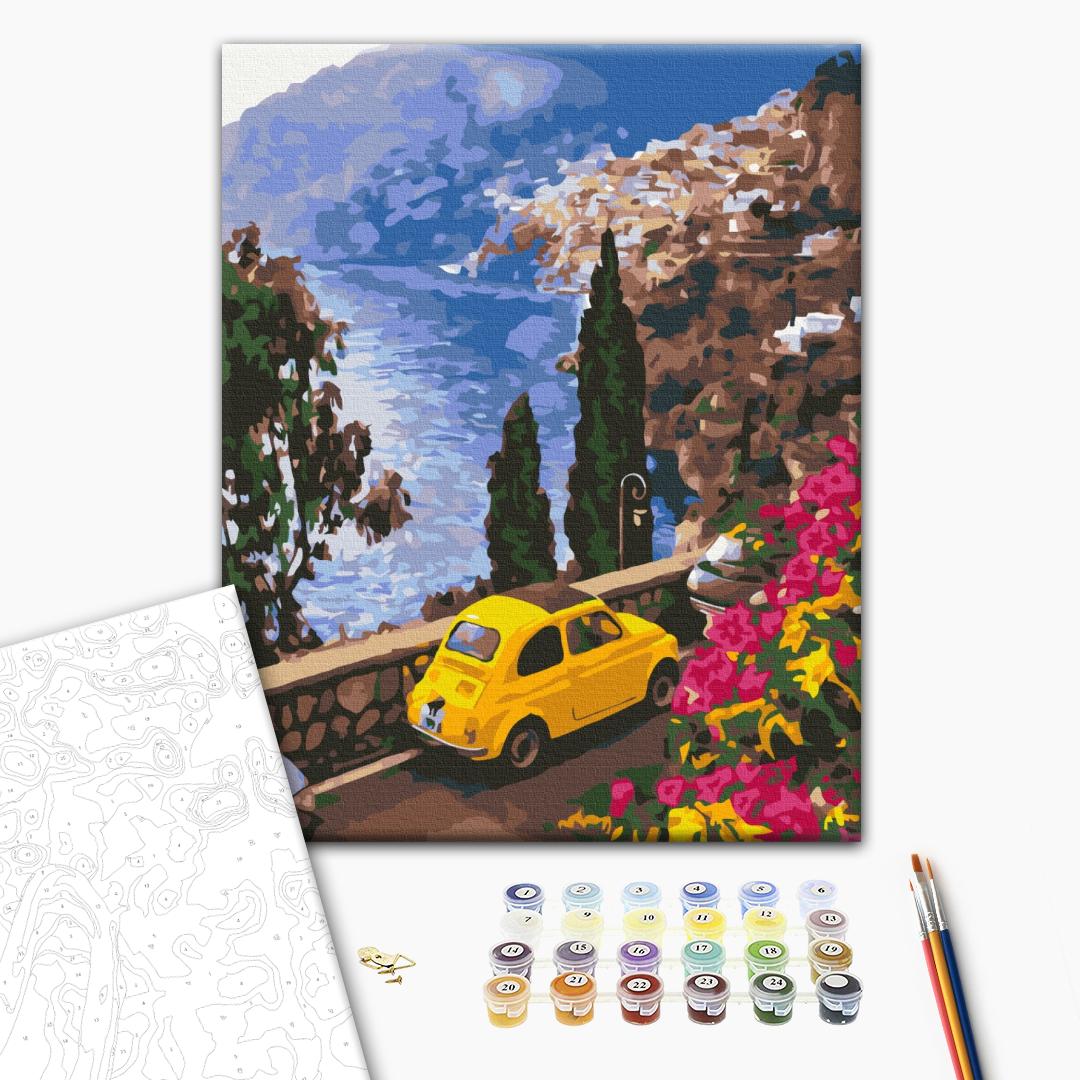 Malen nach Zahlen Bild auf Leinwand mit Pinseln und Farben