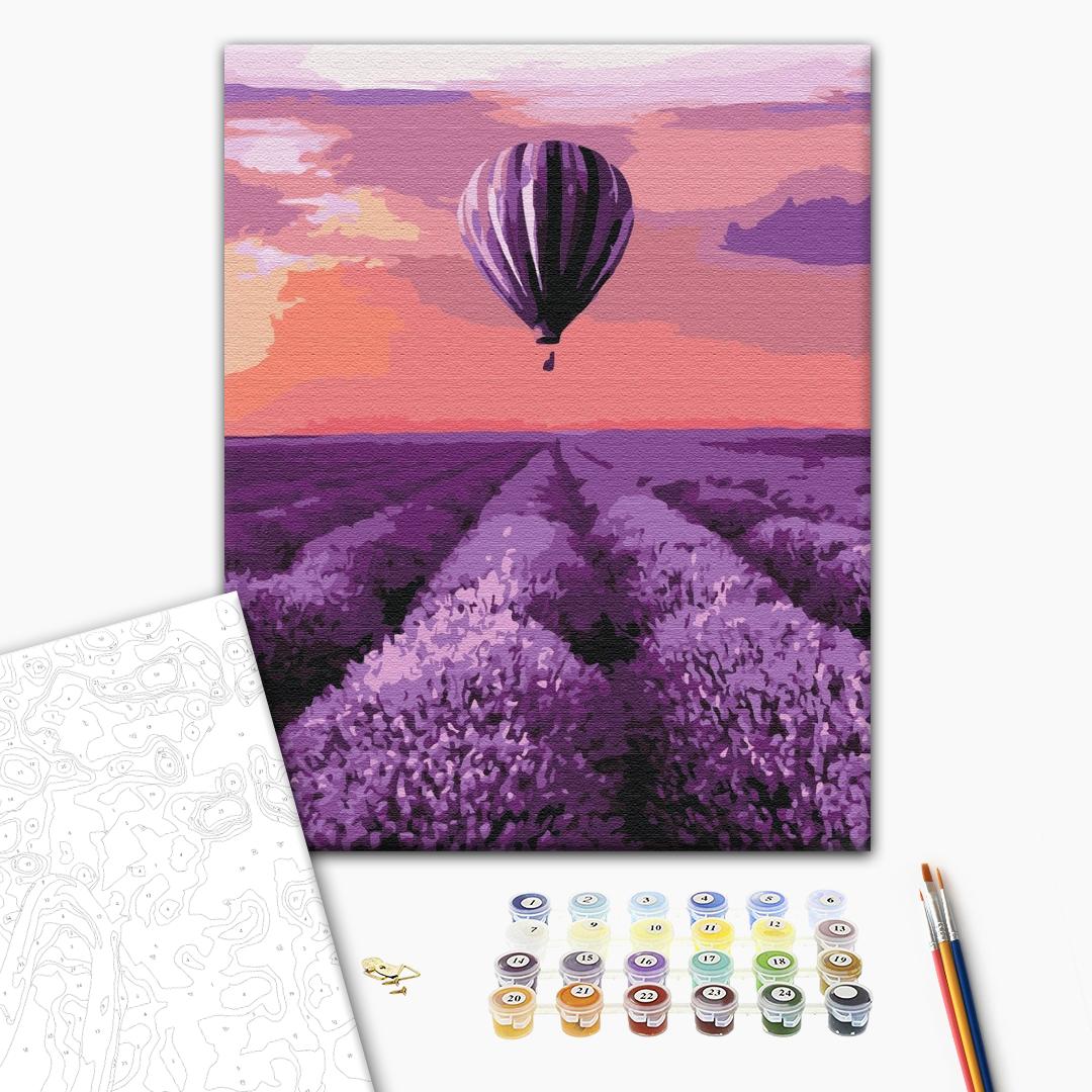Lila Luftballon - Malen nach Zahlen Bild auf Leinwand mit Pinseln und Farben