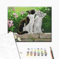 Katzenpärchen - Malen nach Zahlen Bild auf Leinwand mit Pinseln und Farben