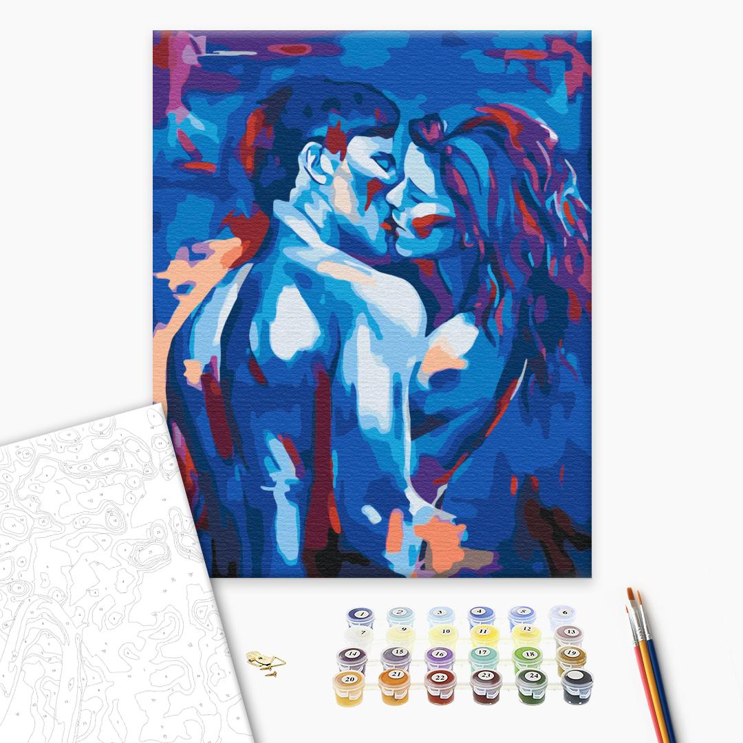 Die malerische Liebe - Malen nach Zahlen Bild auf Leinwand mit Pinseln und Farben