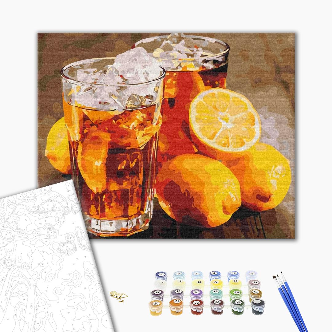 Kühlende Limonade - Malen nach Zahlen Bild auf Leinwand mit Pinseln und Farben
