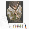 Ballerina im Flug - Malen nach Zahlen Bild auf Leinwand mit Pinseln und Farben