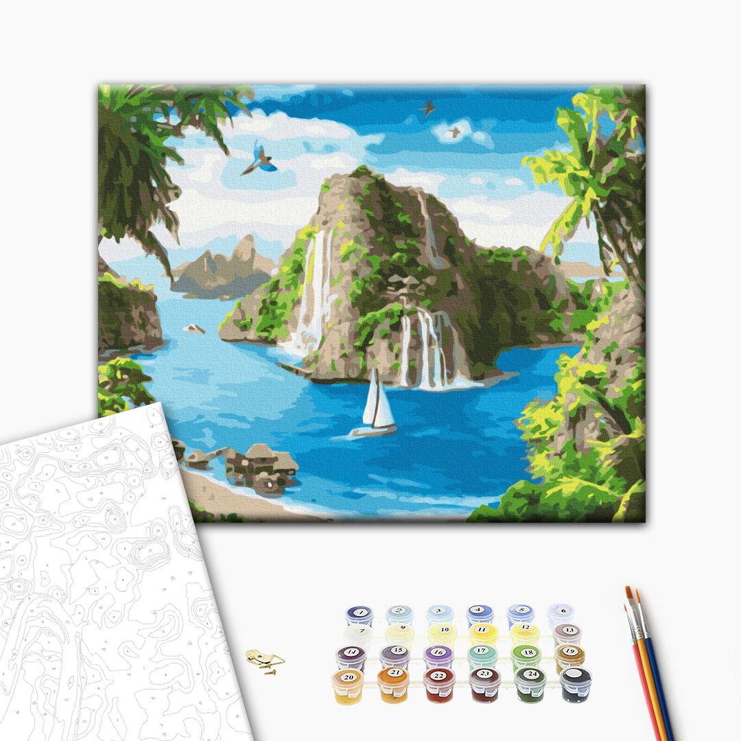 Malen nach Zahlen Bild auf Leinwand mit Pinseln und Farben