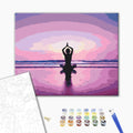 Meditation am Strand - Malen nach Zahlen Bild auf Leinwand mit Pinseln und Farben