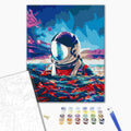 Astronaut und Fische - Malen nach Zahlen Bild auf Leinwand mit Pinseln und Farben