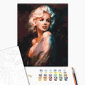 Schatten von Monroe - Malen nach Zahlen Bild auf Leinwand mit Pinseln und Farben