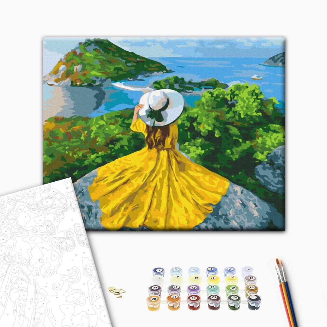 Malen nach Zahlen Bild auf Leinwand mit Pinseln und Farben