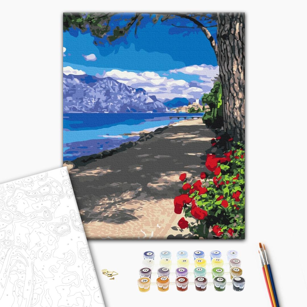 Malen nach Zahlen Bild auf Leinwand mit Pinseln und Farben