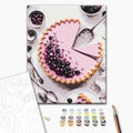 Brombeerkuchen - Malen nach Zahlen Bild auf Leinwand mit Pinseln und Farben