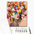 Blumennymphe - Malen nach Zahlen Bild auf Leinwand mit Pinseln und Farben