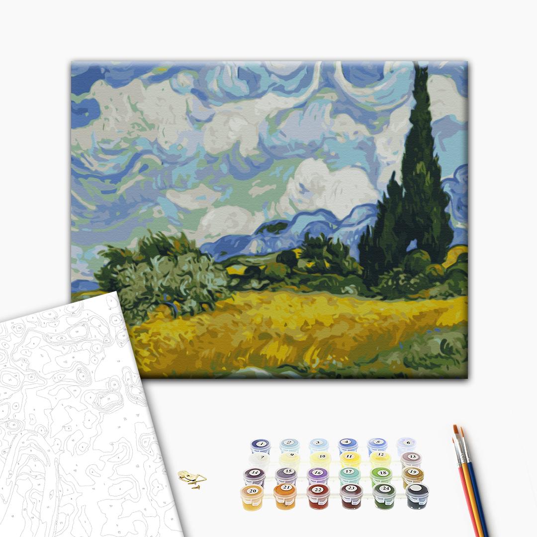 Malen nach Zahlen Bild auf Leinwand mit Pinseln und Farben