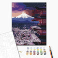 Der Fuji - Malen nach Zahlen Bild auf Leinwand mit Pinseln und Farben