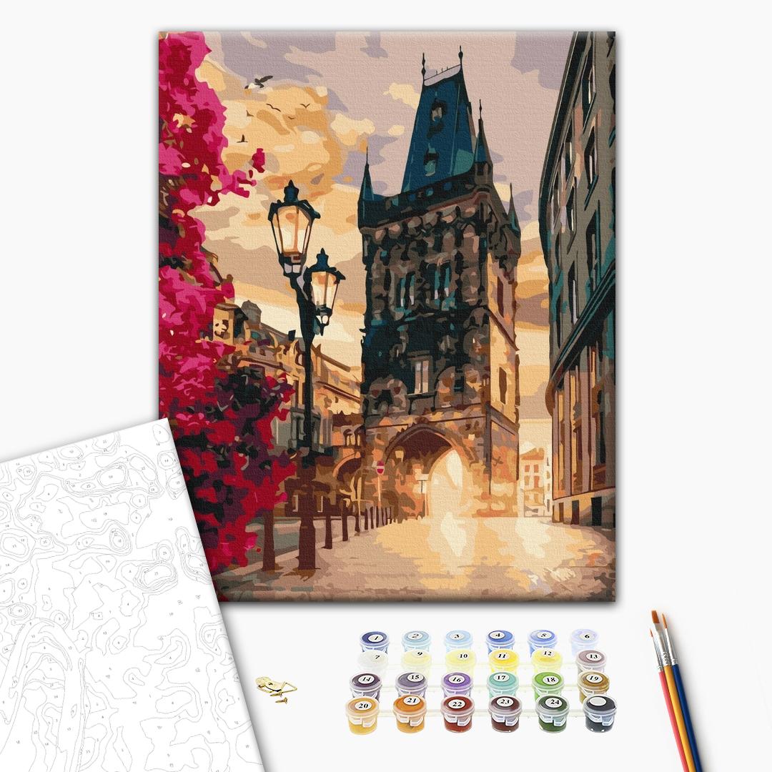 Prag - Malen nach Zahlen Bild auf Leinwand mit Pinseln und Farben