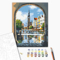 Stadtbogen - Malen nach Zahlen Bild auf Leinwand mit Pinseln und Farben