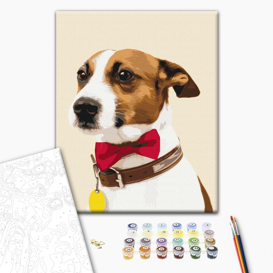 Der Hundechampion - Malen nach Zahlen Bild auf Leinwand mit Pinseln und Farben