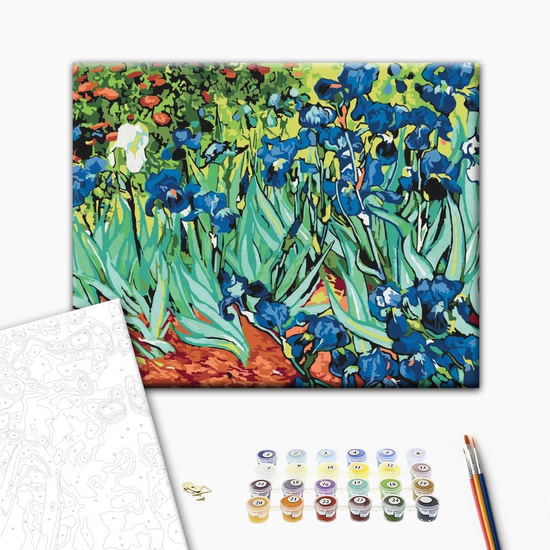 Schwertlilien von Vincent Van Gogh - Malen nach Zahlen Bild auf Leinwand mit Pinseln und Farben